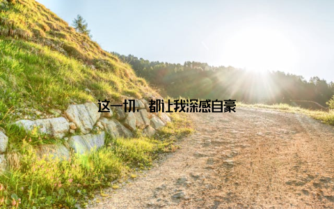 这一切, 都让我深感自豪