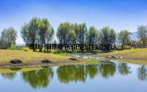 而我, 就是那个守护它们生命线的人