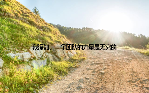 我深知, 一个团队的力量是无穷的