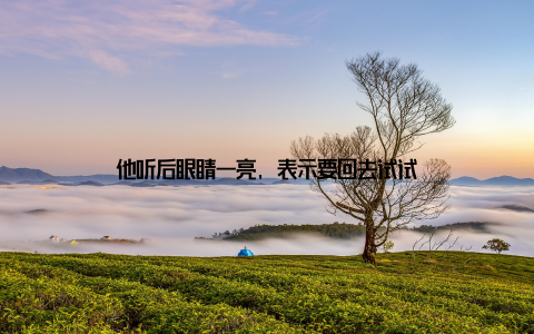 他听后眼睛一亮, 表示要回去试试